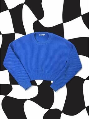 A.L.C. Blue ribbed knit cotton & nylon sweater